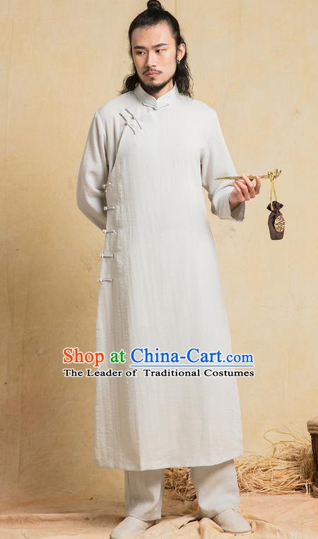 Top Grade Kung Fu Costume Martial Arts Training Grey Gown Gongfu Wushu Tang Suit Clothing for Men