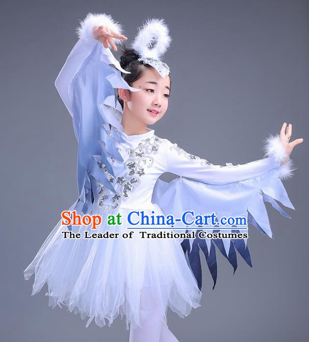 Top Grade Stage Performance Dance Costume, Professional Modern Dance Feather Wings Dance Dress for Kids