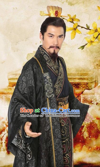 Chinese Ancient Three Kingdoms Period Shu Kingdom Majesty Liu Bei Replica Costume for Men