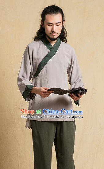 Top Grade Kung Fu Costume Grey Linen Suit Martial Arts Training Gongfu Wushu Tang Suit Clothing for Men