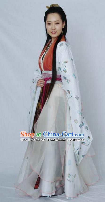 Ancient Chinese Qin Dynasty Imperial Concubine Li Hanfu Embroidered Replica Costume for Women