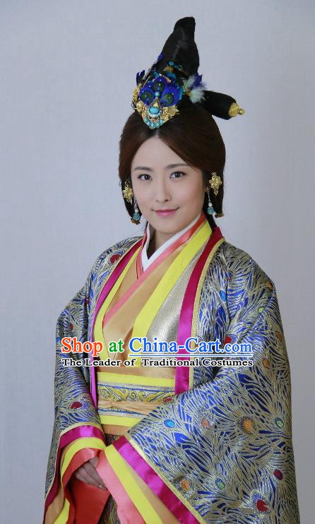 Traditional Chinese Ancient Warring States Period Qin Kingdom Imperial Consort Mengzhao Embroidered Replica Costume for Women