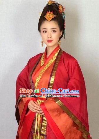 Traditional Chinese Ancient Chu Kingdom Imperial Concubine Ju Hanfu Dress Embroidered Replica Costume for Women