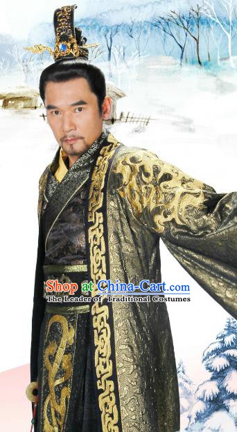 Traditional Chinese Warring States Period Chu State King Mi Shang Replica Costume for Men