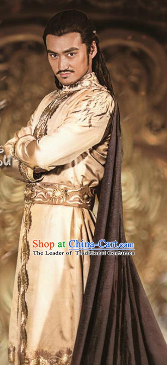 Ancient Chinese Han Dynasty Western Regions Prince Weng Gui Replica Costume for Men
