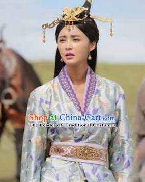 Chinese Ancient Han Dynasty Palace Princess Jie You Replica Costume for Women