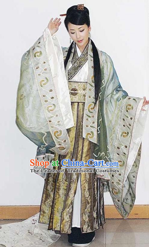 Chinese Ancient Han Dynasty Empress Lv Zhi Replica Costume Queen Hanfu Dress for Women