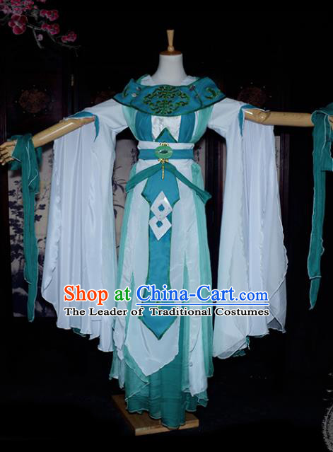 Chinese Ancient Young Lady Embroidered Costume Cosplay Swordswoman Dress Hanfu Clothing for Women