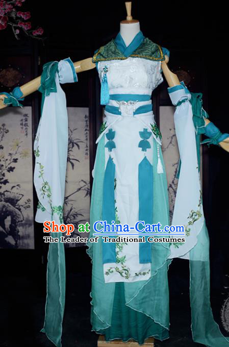 Chinese Ancient Female Knight Embroidered Costume Cosplay Swordswoman Dress Hanfu Clothing for Women
