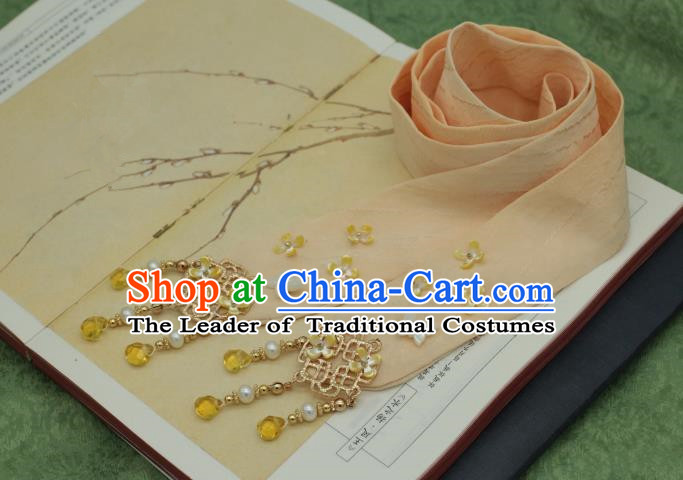 Traditional Chinese Ancient Hair Accessories Handmade Pink Silk Headband Hairpins for Women