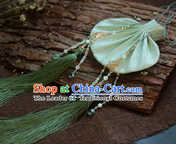 Traditional Chinese Ancient Handmade Green Cloth Purse Hanfu Sachet for Women