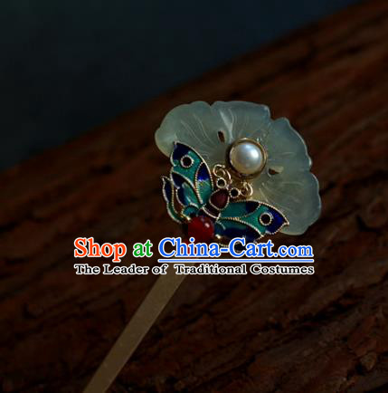 Traditional Chinese Ancient Blueing Butterfly Hair Clips Hair Accessories Handmade Hanfu Hairpins for Women