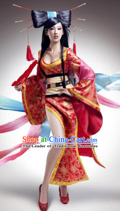 Traditional Chinese Ancient Banshee Costume, China Tang Dynasty Palace Lady Clothing for Women