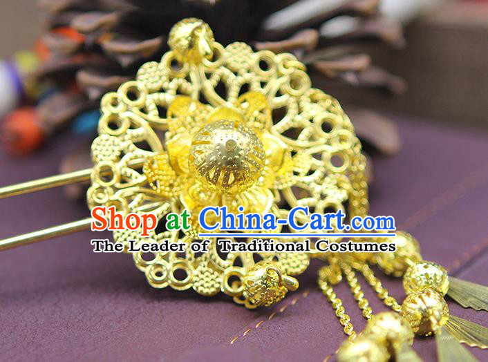 Chinese Ancient Hair Accessories Hanfu Golden Hairpins Hair Clip Traditional Palace Headwear for Women