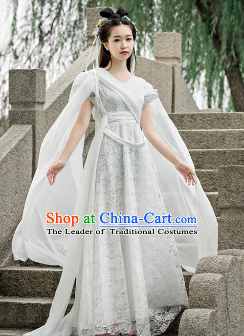 Traditional Chinese Ancient Fairy Swordswoman Costume, China Tang Dynasty Princess Hanfu Dress for Women