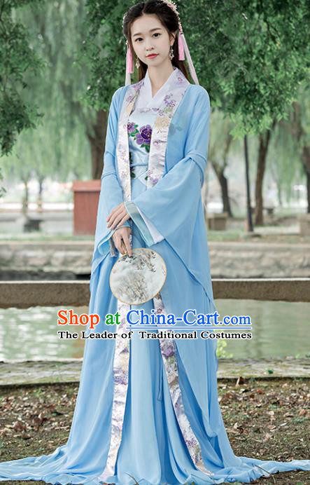 Traditional Chinese Ancient Palace Lady Embroidered Costume Tang Dynasty Princess Hanfu Dress for Women