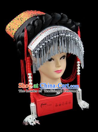 Traditional Chinese Miao Nationality Dance Clothing Hmong Ethnic Minority Costumes and Headwear