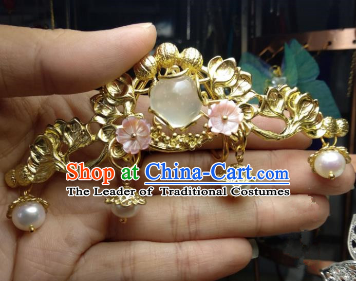 Chinese Traditional Ancient Hair Accessories Classical Brass Hair Crown Hanfu Hairpins for Women