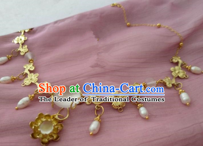 Chinese Traditional Ancient Accessories Classical Necklace Hanfu Pearls Necklet for Women
