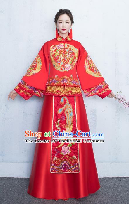 Chinese Traditional Bride Toast Clothing Xiuhe Suits Ancient Embroidery Peony Bottom Drawer Wedding Costumes for Women
