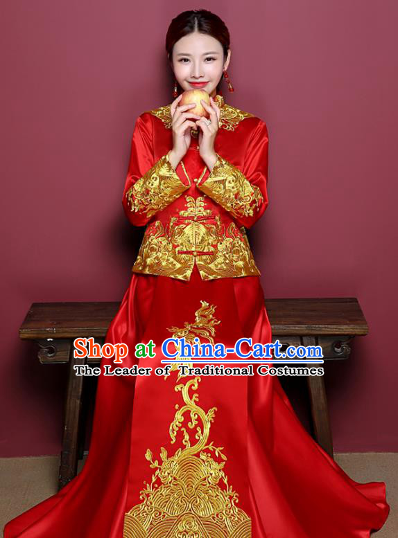 Traditional Chinese Wedding Costumes Traditional Xiuhe Suits Ancient Chinese bridal Full Dress