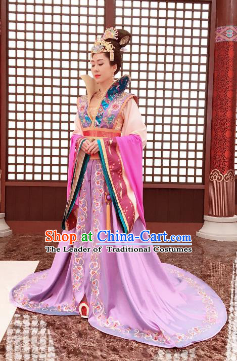 Chinese Ancient Queen Hanfu Dress Tang Dynasty Empress Wang Zhen Embroidered Costumes for Women