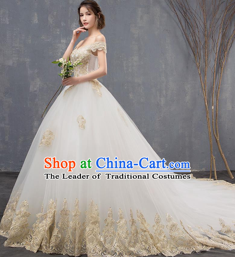 Top Grade Stage Performance Catwalks Costumes Wedding Dress Princess Full Dress Chorus Modern Fancywork Clothing