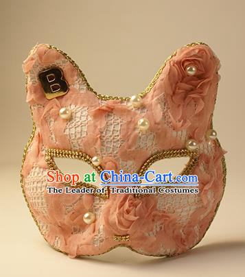 Halloween Exaggerated Pink Cat Face Mask Fancy Ball Props Stage Performance Accessories Christmas Mysterious Masks