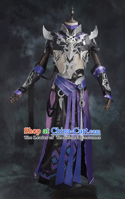 China Ancient Cosplay Swordsman Purple Costumes Chinese Traditional Knight-errant Clothing for Men