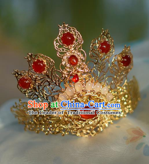 China Ancient Hair Accessories Hanfu Golden Tuinga Hair Crown Chinese Classical Hairpins for Women