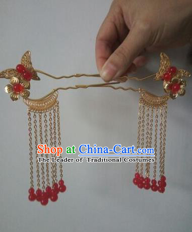 China Ancient Hair Accessories Hanfu Princess Golden Hair Clips Chinese Classical Hairpins for Women