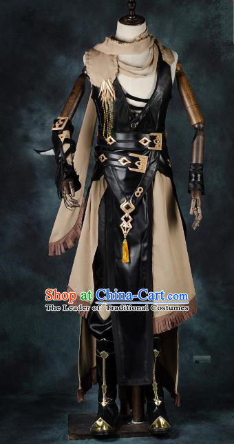 China Ancient Cosplay Female Swordsman Leather Costumes Chinese Traditional Warriors Knight-errant Clothing for Women