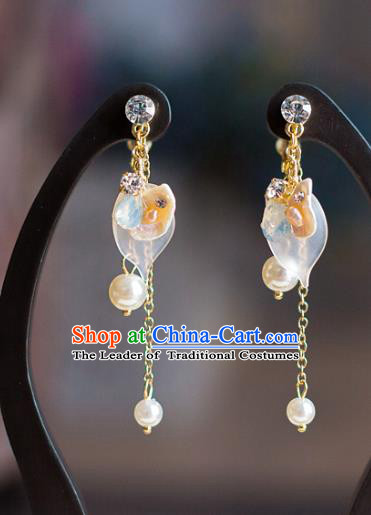 Chinese Ancient Bride Classical Accessories Earrings Wedding Jewelry Hanfu Pearls Eardrop for Women