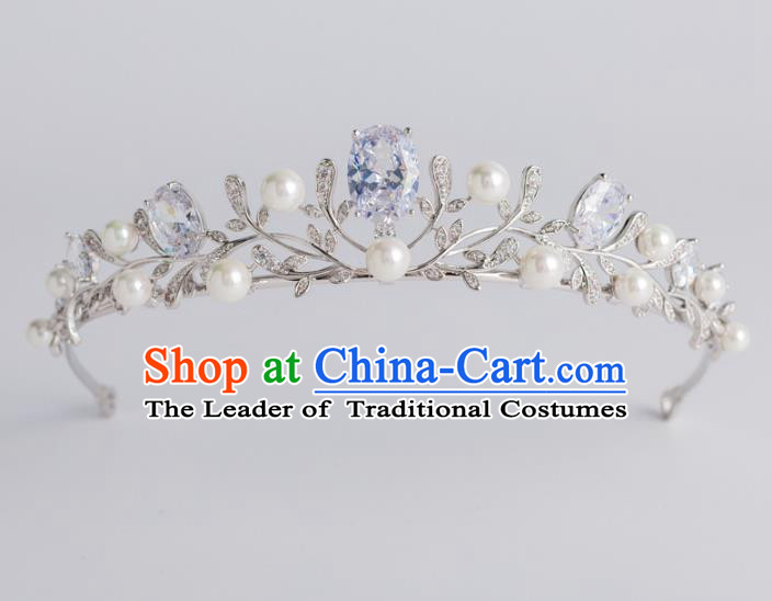 Baroque Bride Hair Accessories Classical Royal Crown Princess Zircon Pearls Imperial Crown Headwear for Women