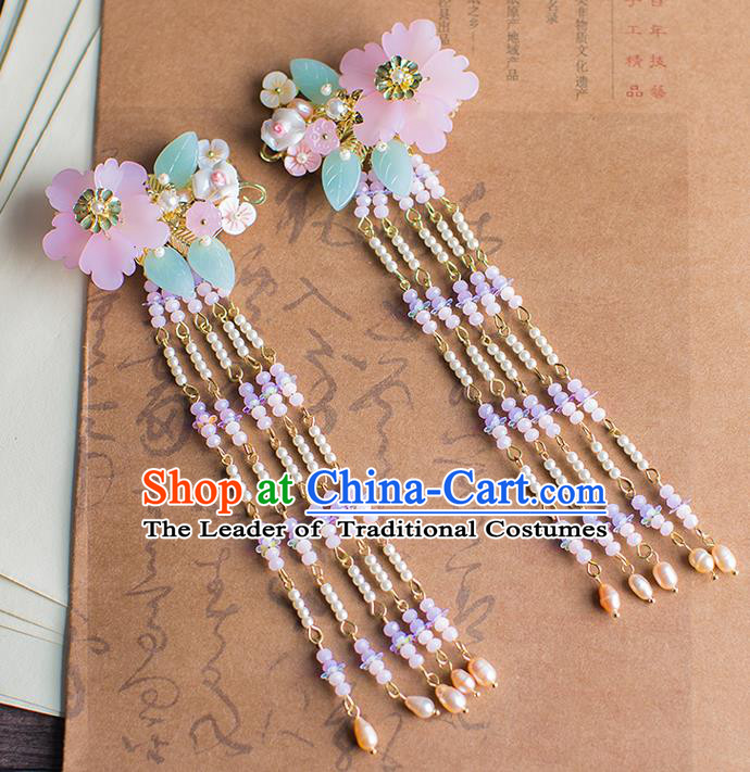 Chinese Traditional Palace Hair Accessories Pearls Tassel Hair Claws Ancient Xiuhe Suit Hairpins for Women