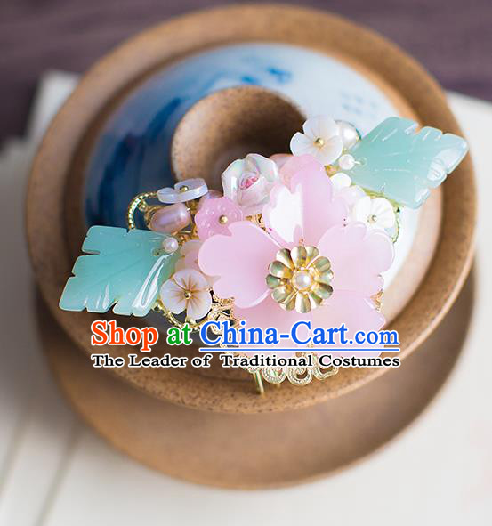 Chinese Traditional Palace Hair Accessories Flowers Hair Comb Ancient Xiuhe Suit Hairpins for Women