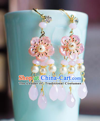 Chinese Ancient Bride Classical Accessories Earrings Wedding Jewelry Hanfu Eardrop for Women