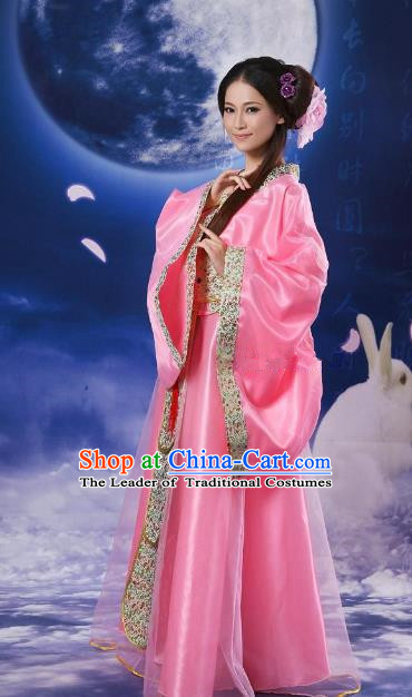 Chinese Traditional Fairy Pink Hanfu Dress Ancient Tang Dynasty Imperial Concubine Costume for Women