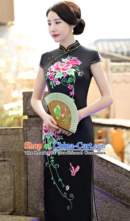 Traditional Ancient Chinese Young Women Cheongsam Dress Republic of China Tangsuit Stand Collar Blouse Dress Tang Suit Clothing