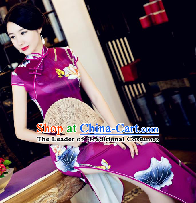 Traditional Ancient Chinese Young Women Cheongsam Dress Republic of China Tangsuit Stand Collar Blouse Dress Tang Suit Clothing