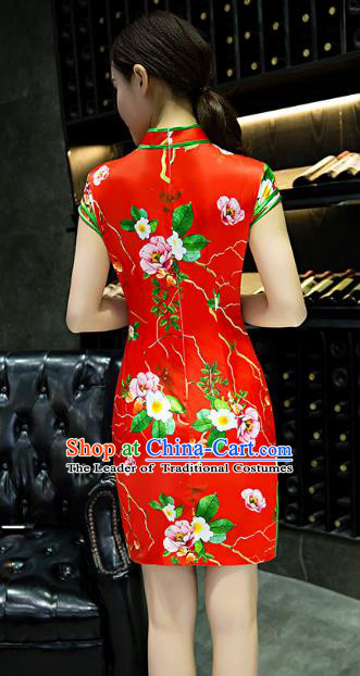 Traditional Ancient Chinese Young Women Cheongsam Dress Republic of China Tangsuit Stand Collar Blouse Dress Tang Suit Clothing