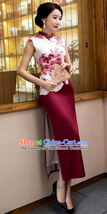 Chinese Top Grade Elegant Purple Silk Qipao Dress Traditional Republic of China Tang Suit Cheongsam for Women