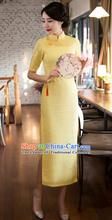 Chinese Top Grade Elegant Grey Lace Cheongsam Traditional Republic of China Tang Suit Qipao Dress for Women