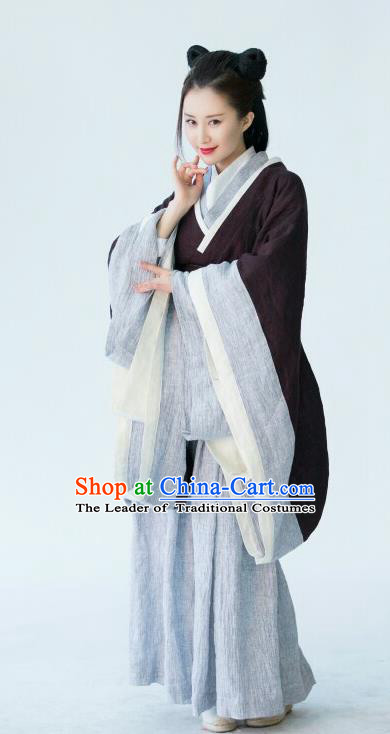 Chinese Ancient Jin Dynasty Young Lady Hanfu Dress Swordswoman Replica Costume for Women