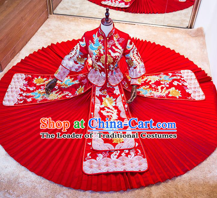 Traditional Chinese Wedding Costumes Traditional Xiuhe Suits Ancient Chinese bridal Full Dress