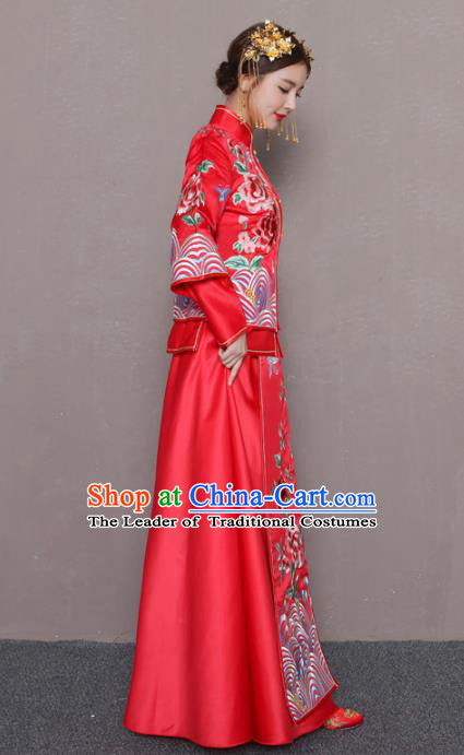 Traditional Chinese Wedding Costumes Traditional Xiuhe Suits Ancient Chinese bridal Full Dress