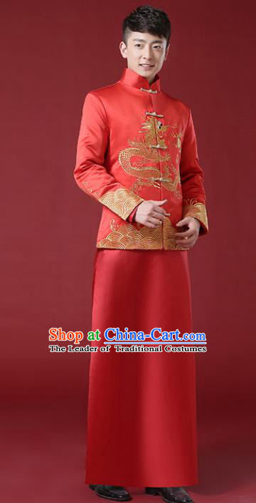 Chinese Traditional Wedding Embroidered Costume Ancient Bridegroom Tang Suit Clothing for Men