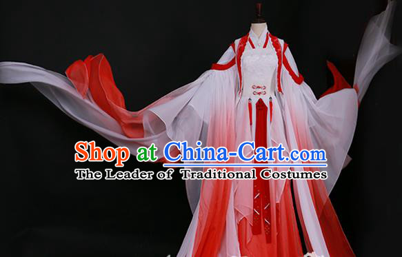 Traditional Chinese Princess Costume Ancient Tang Dynasty Palace Lady Red Hanfu Dress for Women