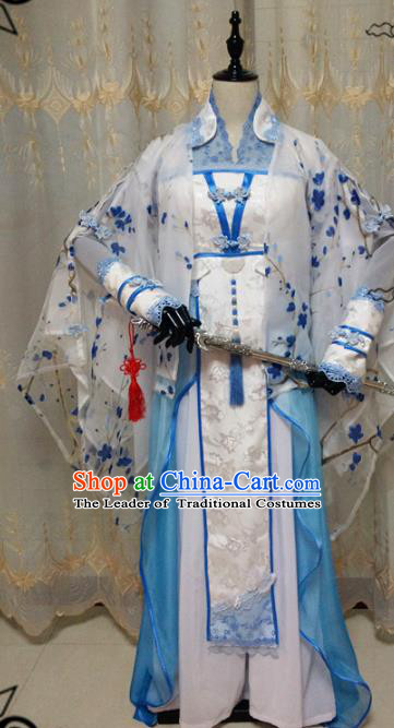 Chinese Ancient Cosplay Swordswoman Hanfu Dress Ming Dynasty Heroine Embroidered Costume for Women