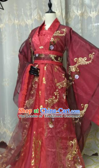 Chinese Ancient Palace Lady Hanfu Han Dynasty Imperial Concubine Queen Embroidered Historical Costumes for Women